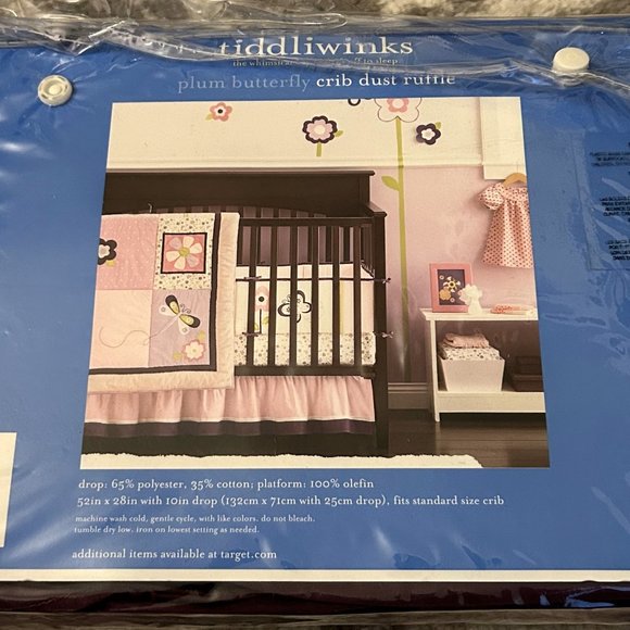 Tiddliwinks Baby Girl Purple and Pink Polka Dot Full Size Crib Dust Ruffle (NWT) - Picture 2 of 3